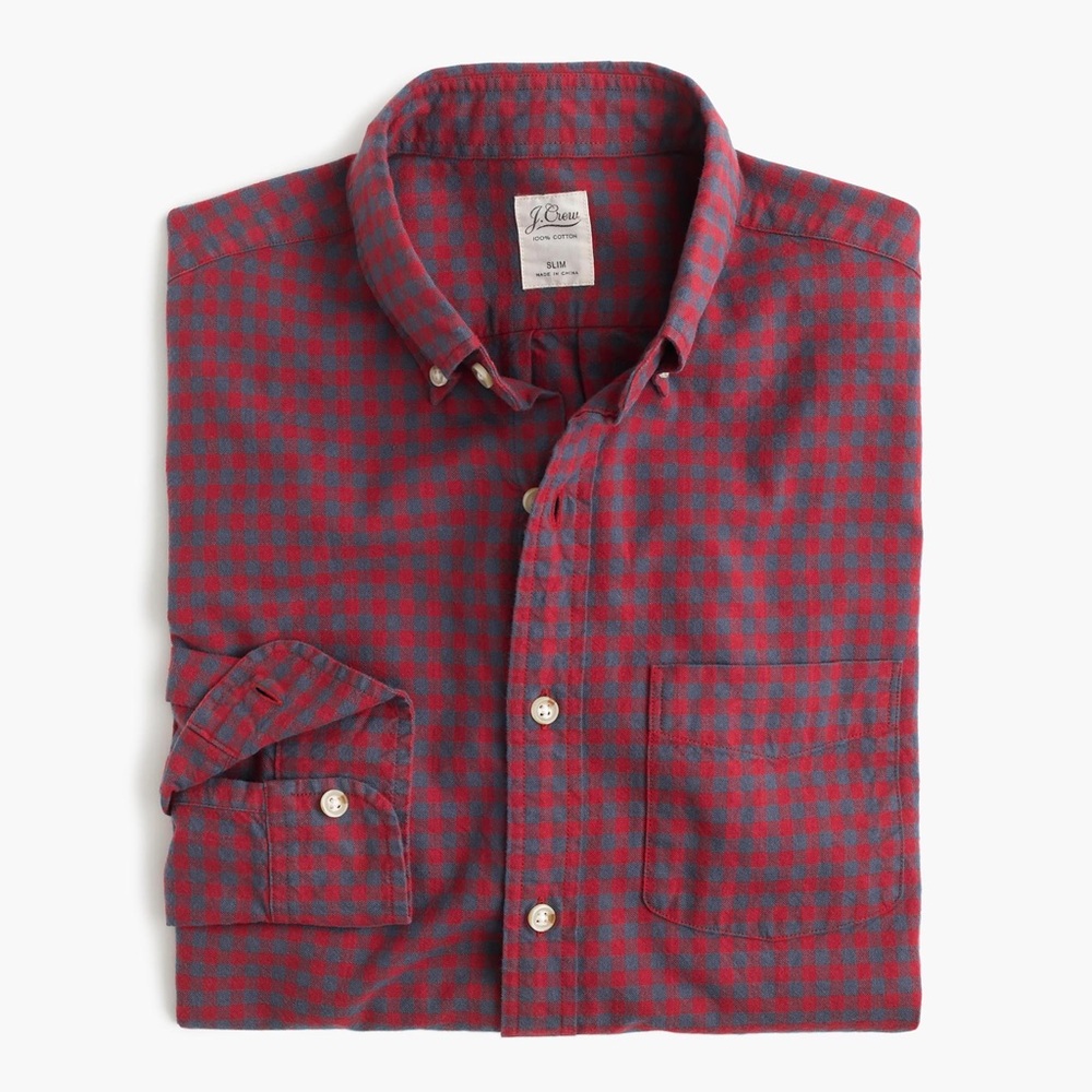 J Crew Slim Oxford shirt L/S Red Plaid